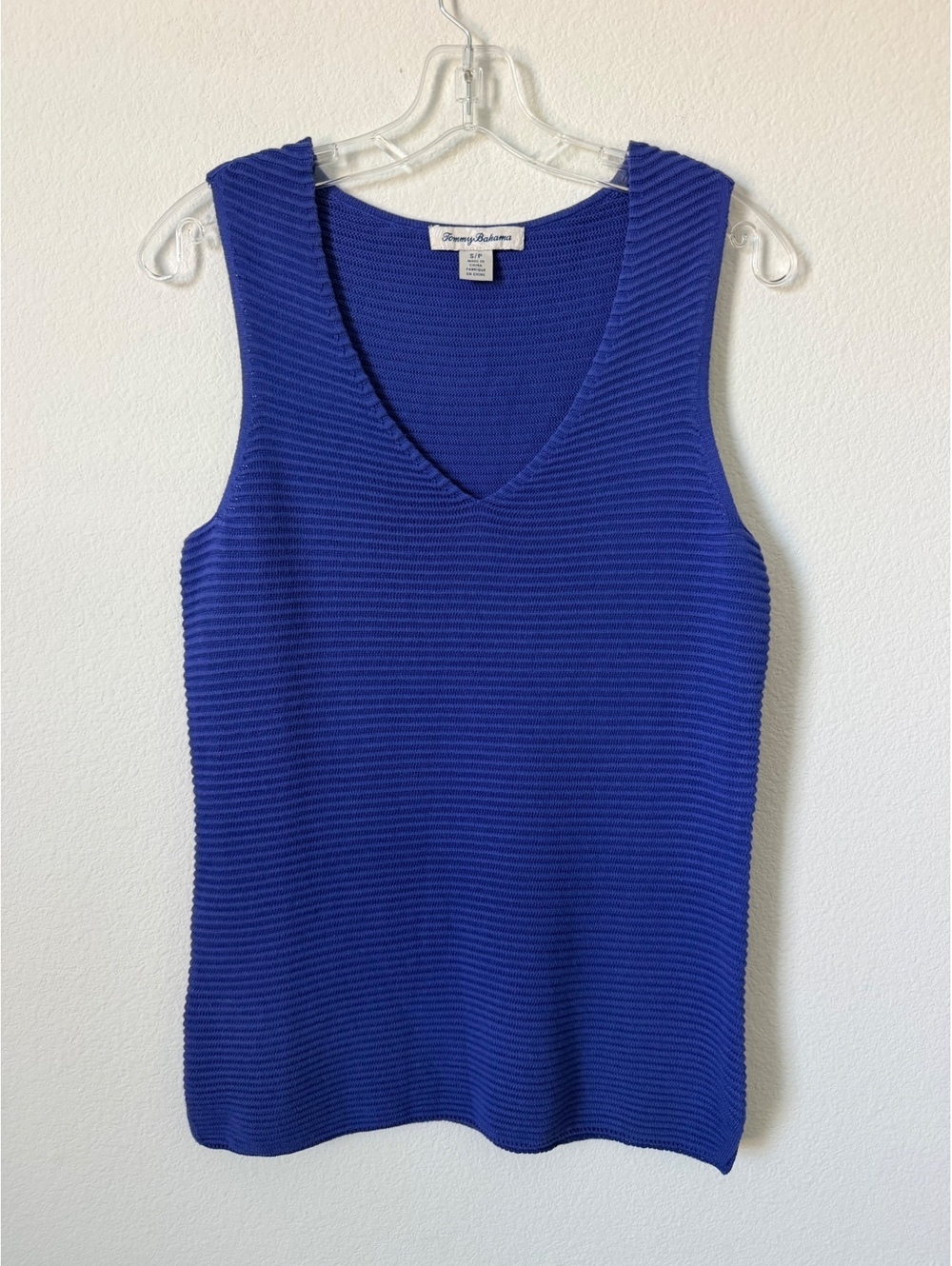 Tommy Bahama Blue/Purple Sleeveless V-Neck Ribbed Knit Tank Top Women's Size S